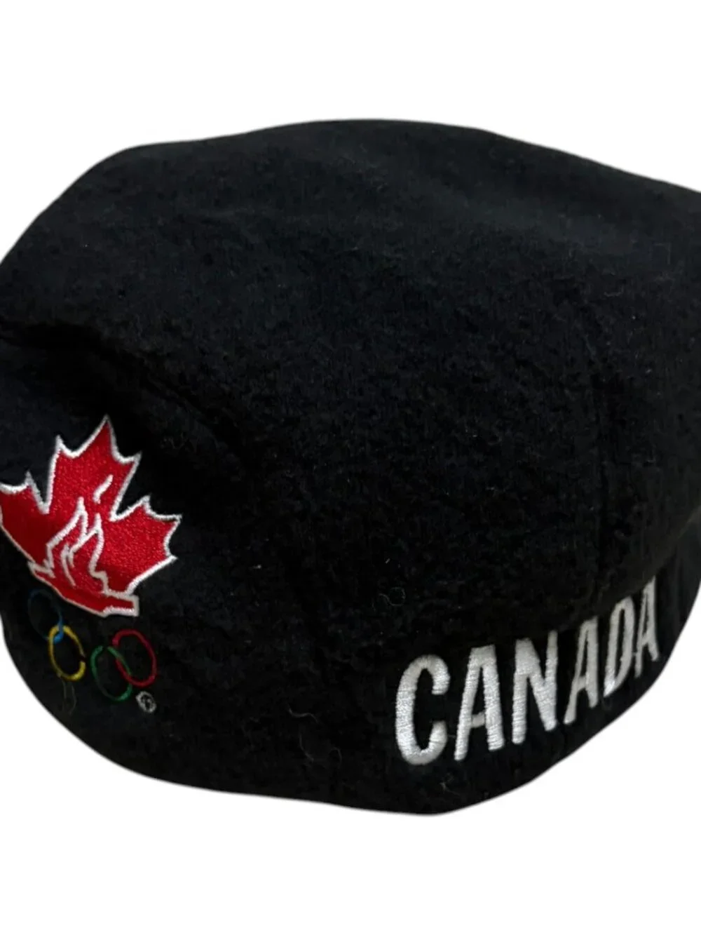 Vintage Roots Canada Olympics Black Hat Poor Boy Cap Fleece Nagano Japan 1998 - Picture 6 of 8